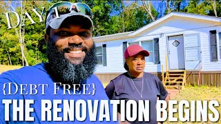 Lets Get This Mobile Home Renovated  RENOVATING OUR 1991 DOUBLEWIDE MOBILE HOME DEBT FREE [upl. by Brozak600]