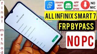 Infinix Smart 7 HD Frp Bypass Android 12 amp 13 INFINIX X6516 X6515 Google Account Remove Without Pc [upl. by Westlund]