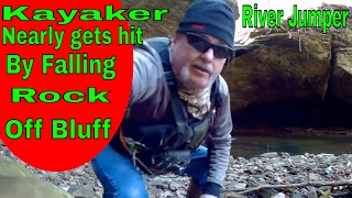 Kayaker nearly gets hit by falling rock off bluff 4 [upl. by Ettenahc]