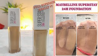 MAYBELLINE SUPERSTAY 24 HOUR FULL COVERAGE FOUNDATION  REVIEW amp SWATCHES [upl. by Ardeth927]