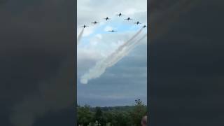 🇬🇧 Spitfire Merlin Engine Still Heard Over Nine Hawk Jets shortsvideo aviation military [upl. by Kong]