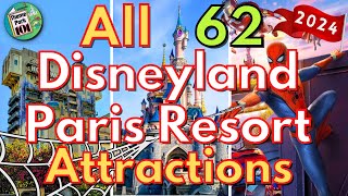 All 62 Disneyland Paris Resort Attractions  2024  ALL RIDES amp SHOWS [upl. by Notsob]