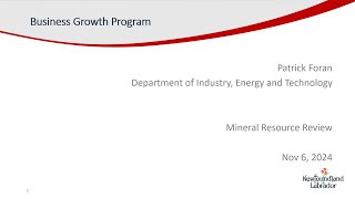 Patrick Foran  Business Growth Program Funding for Mining [upl. by Allecsirp]