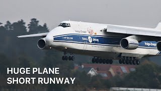 HUGE ANTONOV AN124 LANDS ON SMALL RUNWAY AT FRIEDRICHSHAFEN [upl. by Enois]