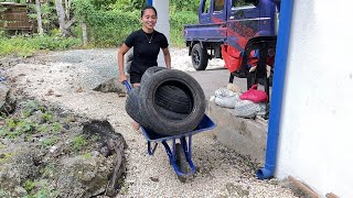 Juvy Shows How to Use the 150 Washer and Makes a Tire Garden [upl. by Antonin604]