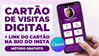 Como fazer CARTÃO DE VISITAS DIGITAL no Canva  LINK do CARTÃO DIGITAL na BIO do INSTAGRAM Grátis [upl. by Adieno]