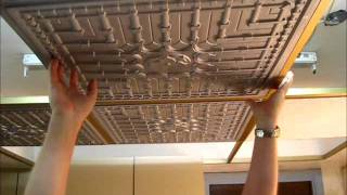 PVC Decorative Ceiling tiles how to install into Grid Drop In Ceiling Tiles [upl. by Piks]