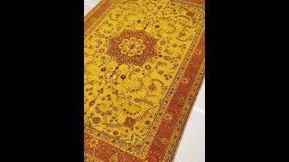 Traditional Persian Golden Wool Rug Silk Handmade Area Oriental Carpet 4x6ft [upl. by Kisung]