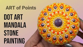 Dot Art Painting  Mandala Stone  Art Process 💛🧡💜 [upl. by Jessica]