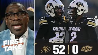 FIRST TAKE Shedeur Sanders is best QB in college football  Shannon on Colorado beat Oklahoma 520 [upl. by Eahsram]