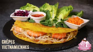 Recette de Crêpes Salées Vietnamiennes au Lait de Coco et Curcuma Banh Xéo  Sans Gluten [upl. by Aicatsana]