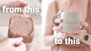 MAKING A MUG  The ENTIRE Pottery Process  ASMR calming pottery videos [upl. by Amiarom]