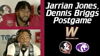 FSU Football  Dennis Briggs and Jarrian Jones on response after Travis injury  Warchant TV FSU [upl. by Maller661]