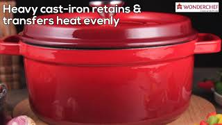 Wonderchef Ferro Cast Iron Casserole Red [upl. by Ydaj]