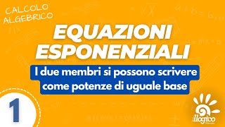 Equazioni esponenziali I due membri si possono scrivere come potenze di uguale base  1 [upl. by Wilburt449]