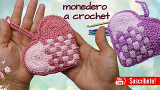 TODAS QUIEREN UNO DE ESTOS monederos tejidos a crochet paso a paso en forma de CORAZON FACIL PARA TI [upl. by Anikram]