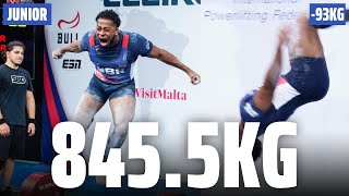 Nathaniel Massiah  8455kg Total  IPF Junior Worlds 2024 [upl. by Chae]