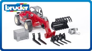 Bruder Toys Manitou Telescopic Loader MLT 633 with Accessories 02126 [upl. by Anitneuq]