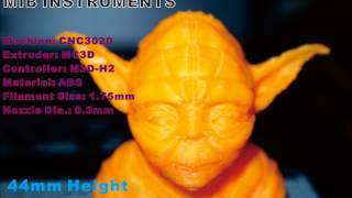 CNC 3D Printer 005mm 01mm 03mm Layer Resolution Print Quality Test 44mm Star Wars Yoda Model [upl. by Vil]