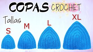 Como Tejer Copas a Crochet Todas las Tallas Fácil y Rápido  Paso a Paso 🔴 [upl. by Deth]