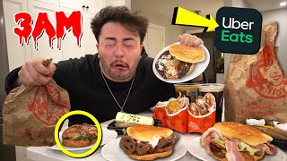 DO NOT ORDER ENTIRE WENDY’S MENU ON UBER EATS AT 3AM CHALLENGE SO GROSS [upl. by Florian]