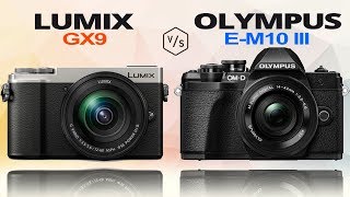 Panasonic LUMIX GX9 vs Olympus EM10 Mark III [upl. by Sadella]