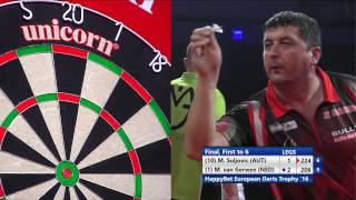 Mensur Suljovic v Michael van Gerwen  HappyBet European Darts Trophy Final [upl. by Kcirtemed]