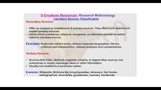 Sources Literature Ep 13 Research Methodology classification primary D Creations Resources [upl. by Heathcote]