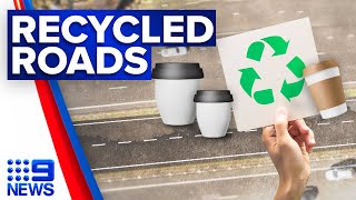 Takeaway coffee cups to resurface Penrith roads  9 News Australia [upl. by Nesyrb319]