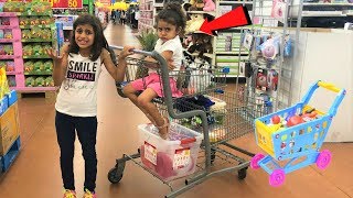 Kids Pretend play Shopping for healthy food and Toys funny video [upl. by Jean-Claude]