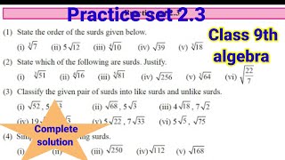 Practice set 23 Class 9 Maths Part1 Algebra Chapter 2Real Numbers  Maharashtra state board [upl. by Einnaffit593]