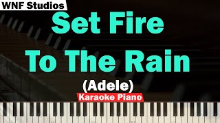 Adele  Set Fire To The Rain Karaoke Piano amp Strings  Slower Version [upl. by Dadinirt]