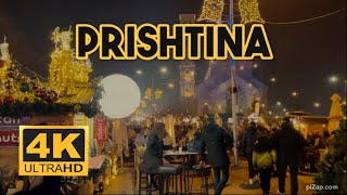 The Wonderful Atmosphere in Prishtina  New Year Eve  4K Walkthrough [upl. by Etnemelc791]