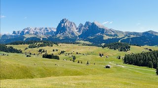 Italy Ortisei  Seiser AlmAlpe di Siusi up to 2000m alpine meadows with walking trails [upl. by Ailedo46]