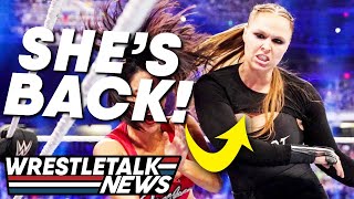 Ronda Rousey returns to ringside after Royal Rumble 2018 goes off the air Exclusive Jan 28 2018 [upl. by Tamqrah504]