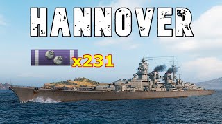 World of WarShips Hannover  4 Kills 345K Damage [upl. by Nosaes]