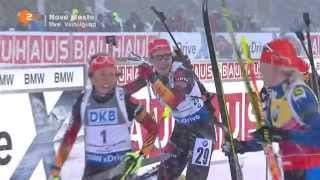 08022015 Biathlon Nove Mesto Verfolgung Damen Winner Daria Domrachevafull [upl. by Isleen]