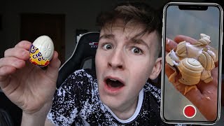 i accidentally destroyed the WHITE creme egg CAUGHT ON CAMERA [upl. by Yahc]