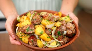 Шашлык больше не нужен САМОЕ вкусное МЯСО с картошкой на сковороде Вариация грузинского Оджахури [upl. by Jessee933]