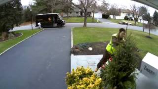 UPS Driver Flips Off Camera As He Throws Package [upl. by Ramor]