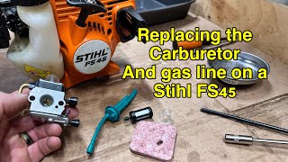 Replacing the gas line and carburetor on a Stihl FS45 [upl. by Kristofer702]