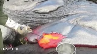 How Geologists Collect Lava Samples From Volcanoes [upl. by Lull]