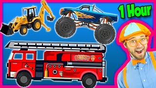 Videos for Kids 1 Hour Compilation  Fire Trucks  Monster Trucks  Backhoe  Blippi [upl. by Jarlath]