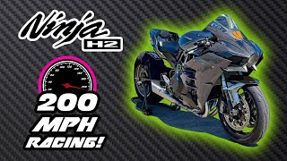 VIOLENT 300WHP H2 AND 500WHP TURBO ZX14R DOMINATE HALF MILE RACING 200MPH RACING [upl. by Enomed983]