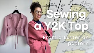 Sewing a Tie Front Blouse Using a Lutterloh pattern  Y2K Shirt Sewing Tutorial [upl. by Atrahc859]