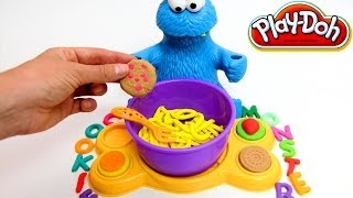 Play Doh Cookie Monster Letter Lunch Mold Cookies Sesame Street Playset playdo by lababymusica [upl. by Ludwig]