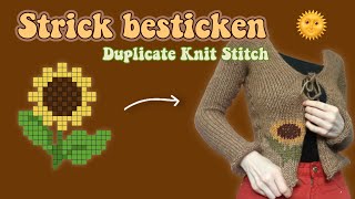 Strick besticken Der MASCHENSTICH Duplicate Knit Stitch 🧶  LOUISENKIND [upl. by Tamar]