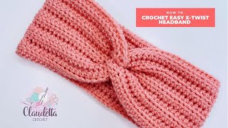 CROCHET XTwist Headband  EASY looks like knitted [upl. by Ila]