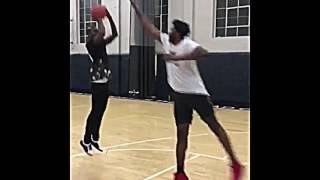 Paul Pogba trying shot against Joel EmbiidEmbiid dunks on Pogba Pogba shots over Embiid [upl. by Benito]