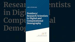 Job Offer PostdocsResearch Scientists in Digital and Computational Demography [upl. by Eggleston508]